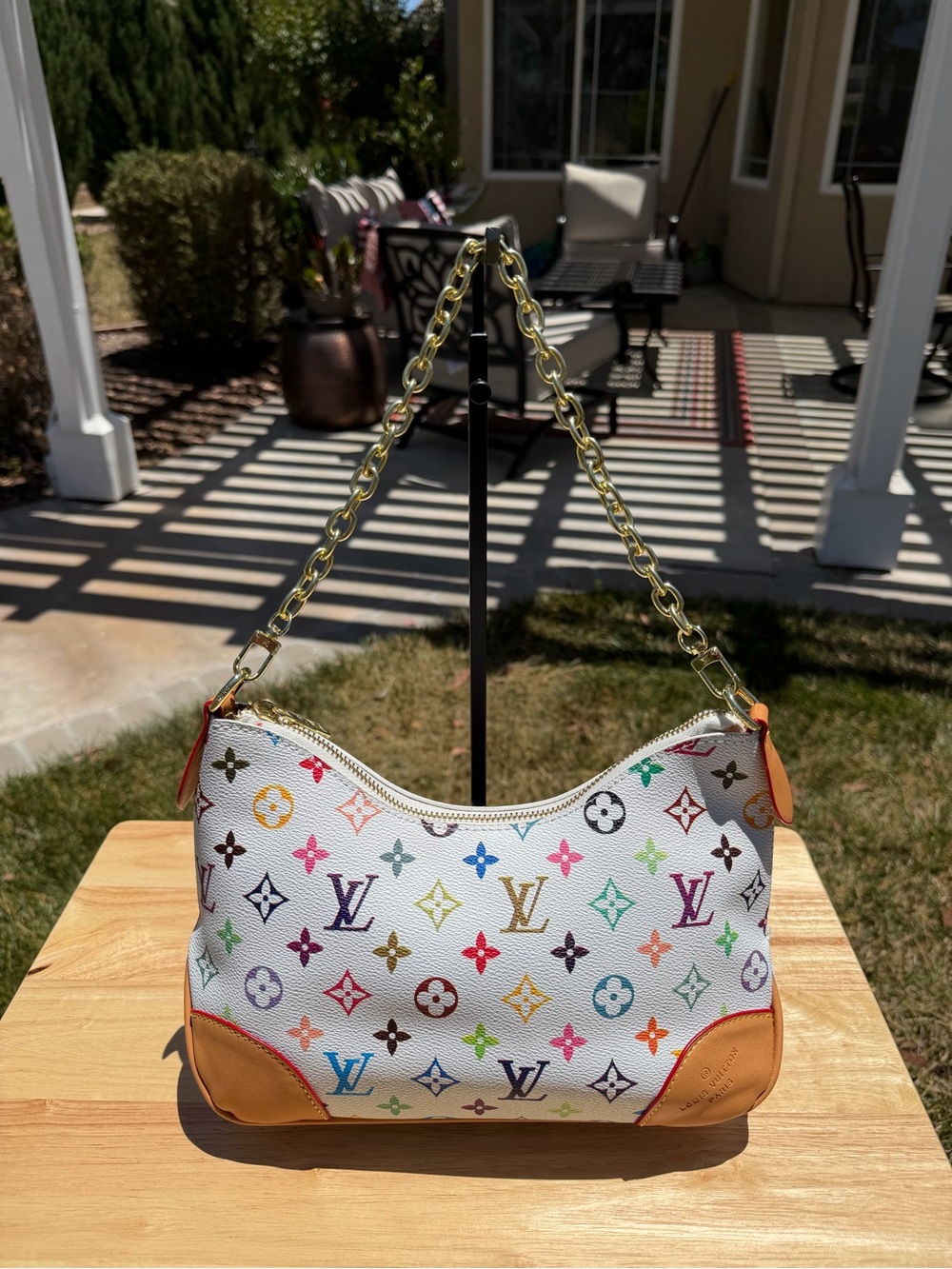 NEW LV Print Boulogne PM Multicolor Rainbow Monogram Empreinte Shoulder Bag - Picture 5 of 9